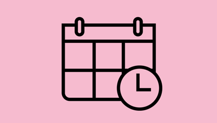 Illustration av kalender och en urtavla med visare.