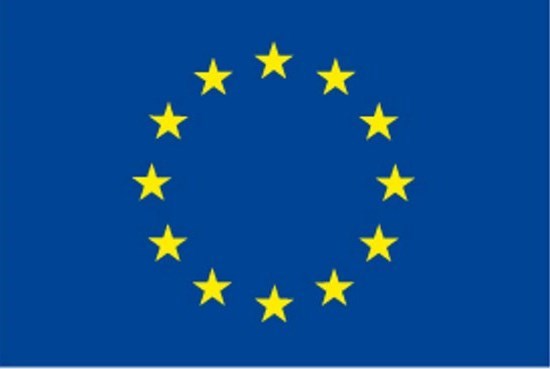 EU-flagga med blå bakgrund och tolv gula stjärnor i ring