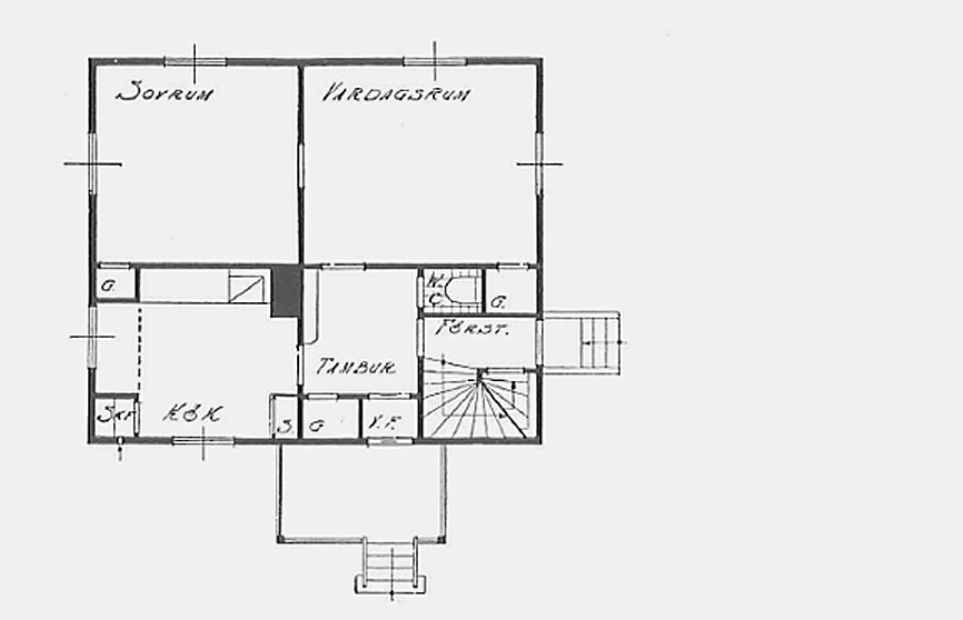 Plan över Bergklintens bottenvåning