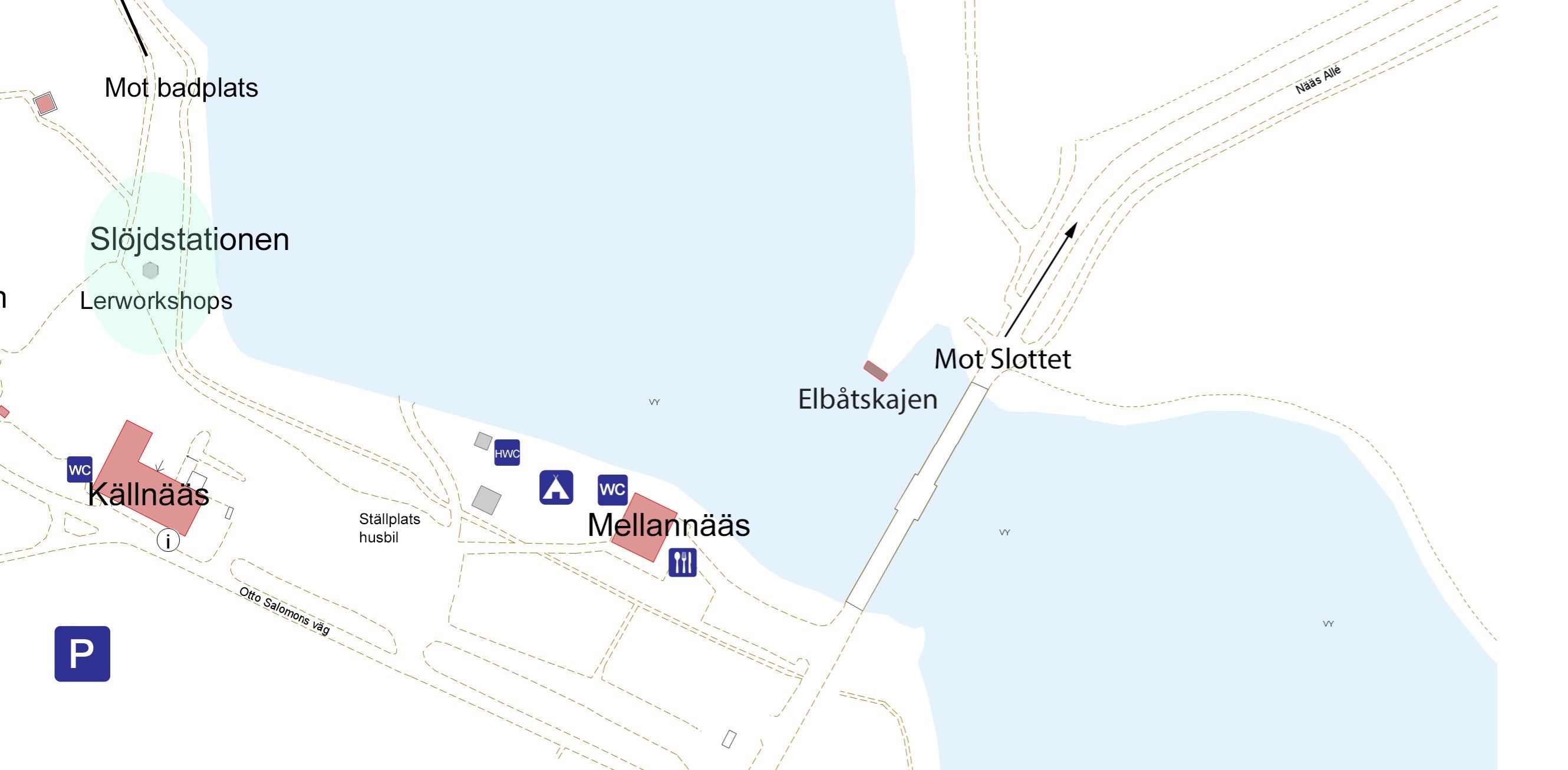 Karta över elbåtskajen vid Nääs